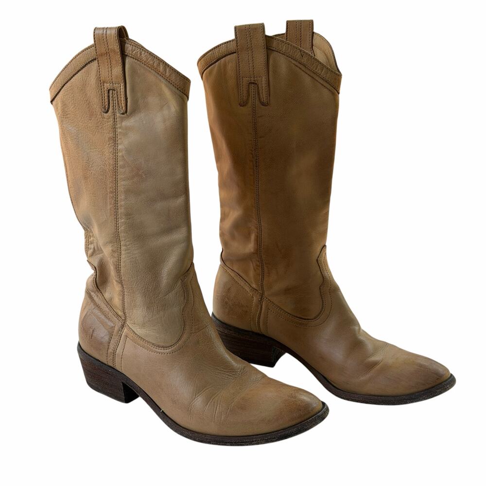 Frye Women’s Tan Cognac Leather Western Pull-On Boots Size 8.5 Style 77685 - Picture 4 of 14